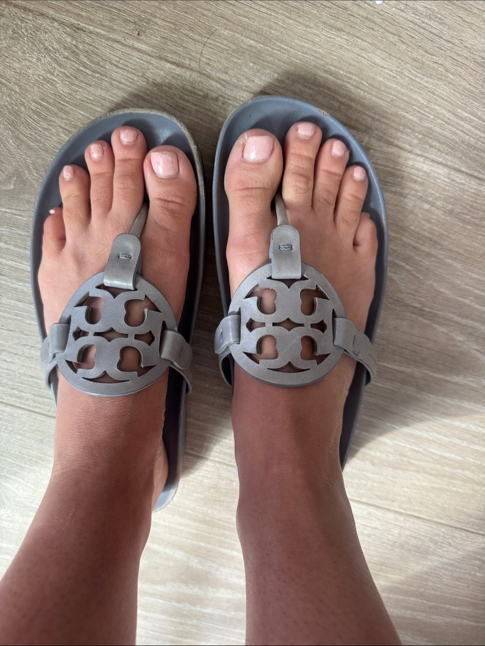 Tory Burch light blue Logo Thong Sandals